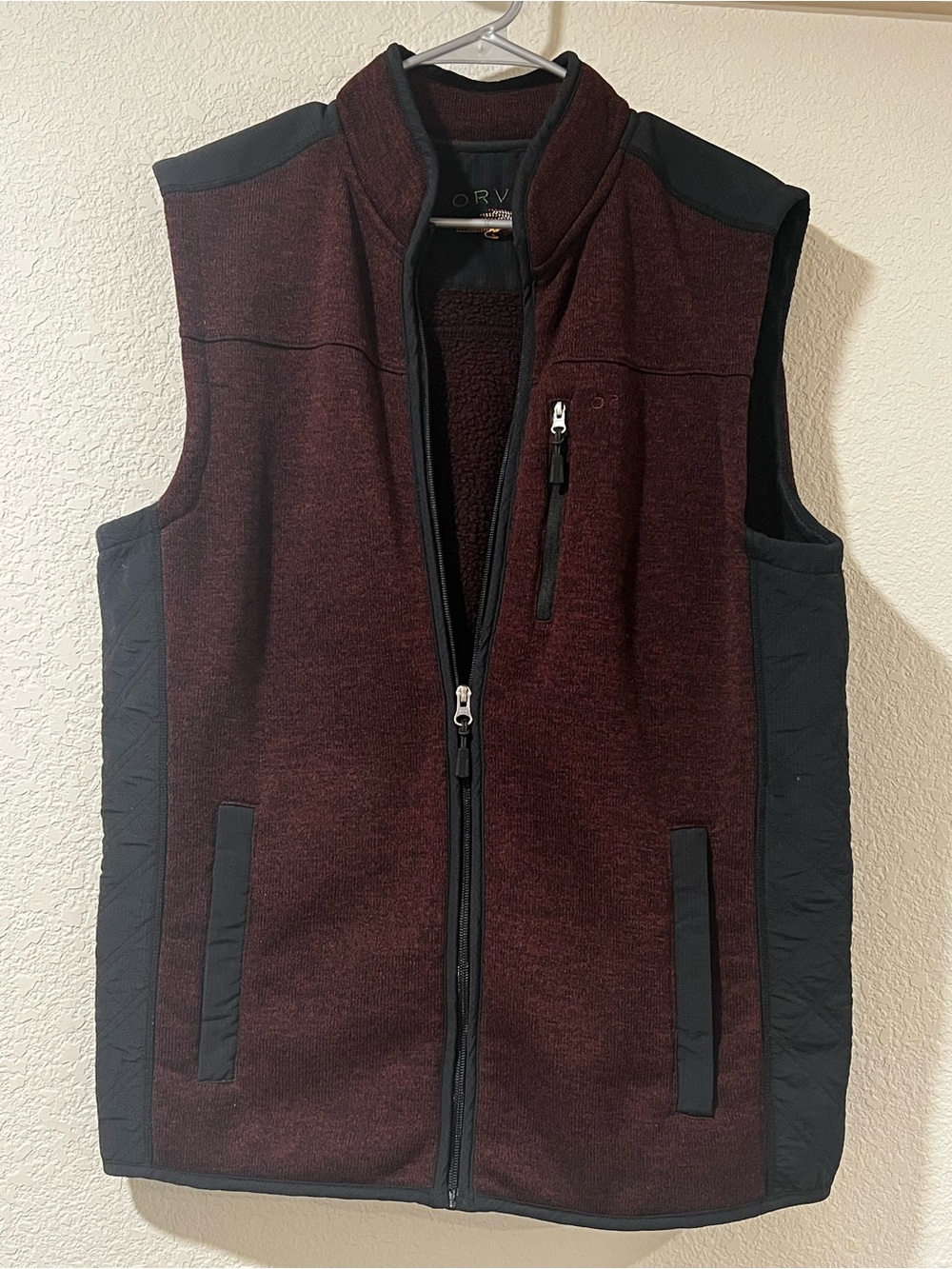 Orvis Men's Burgundy Vest with Black Trim